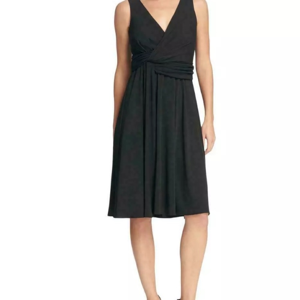 DKNY v neck pleated front dress soft 6